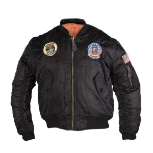 Black MA1® Kids Flight Jacket with Patches