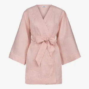 Morgenkåpe lin rosa